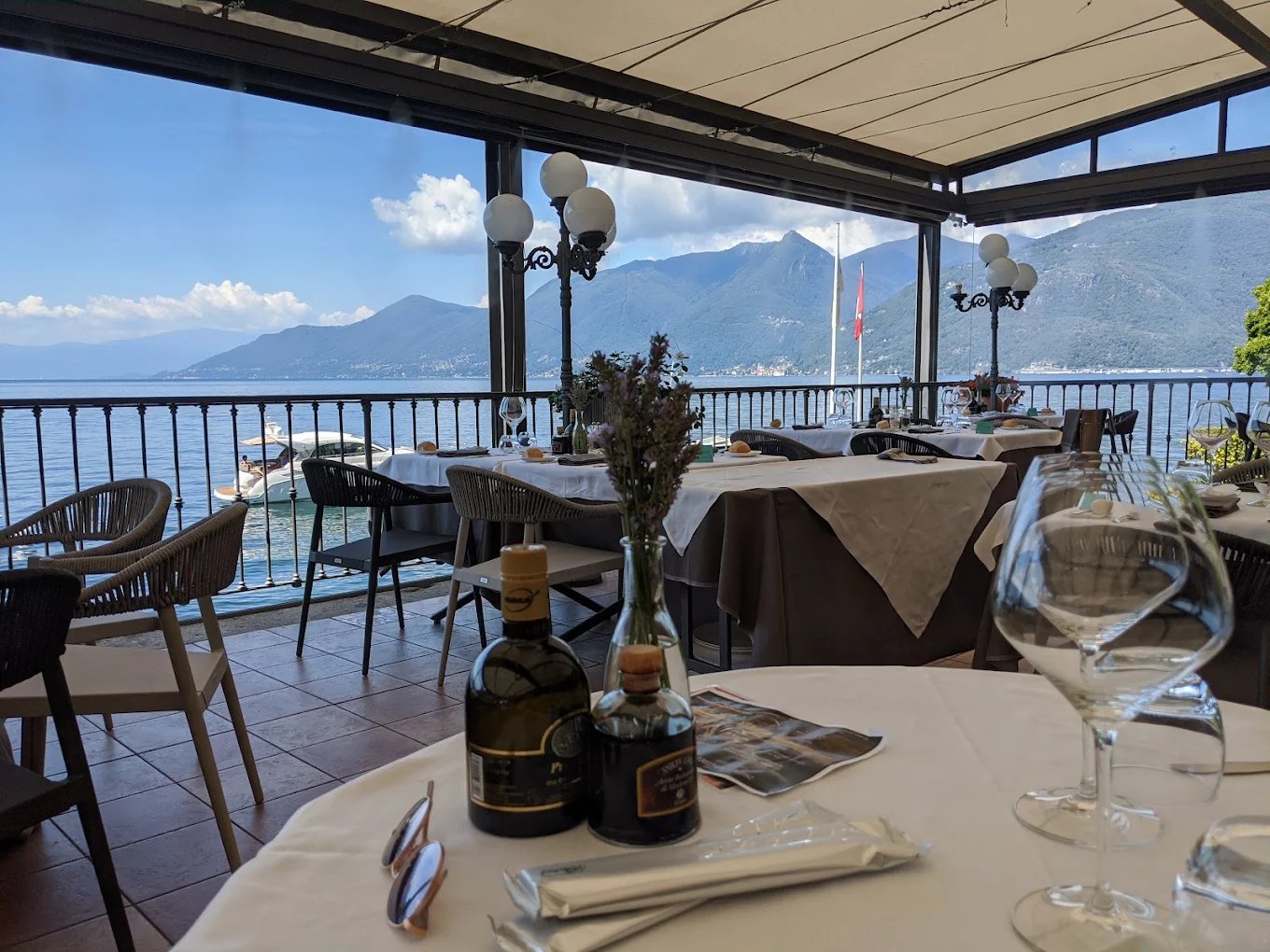 The Lakeside Brasserie terrace at Villa Porta, overlooking the water