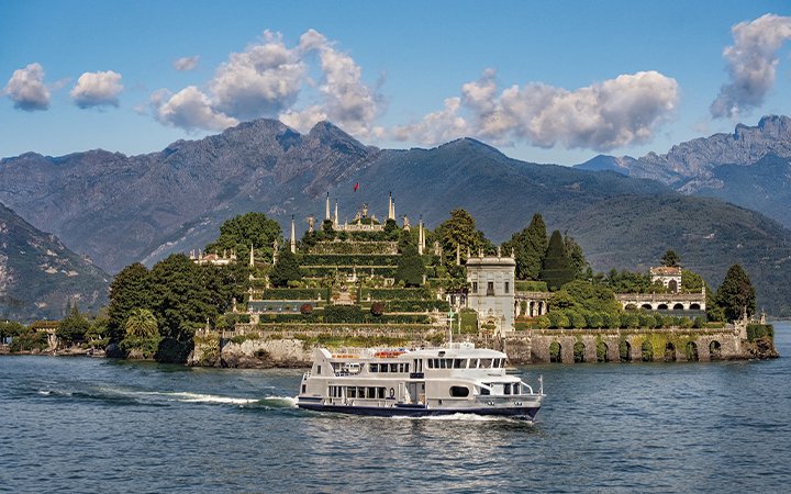 A ferry passing Isola Bella on Lake Maggiore