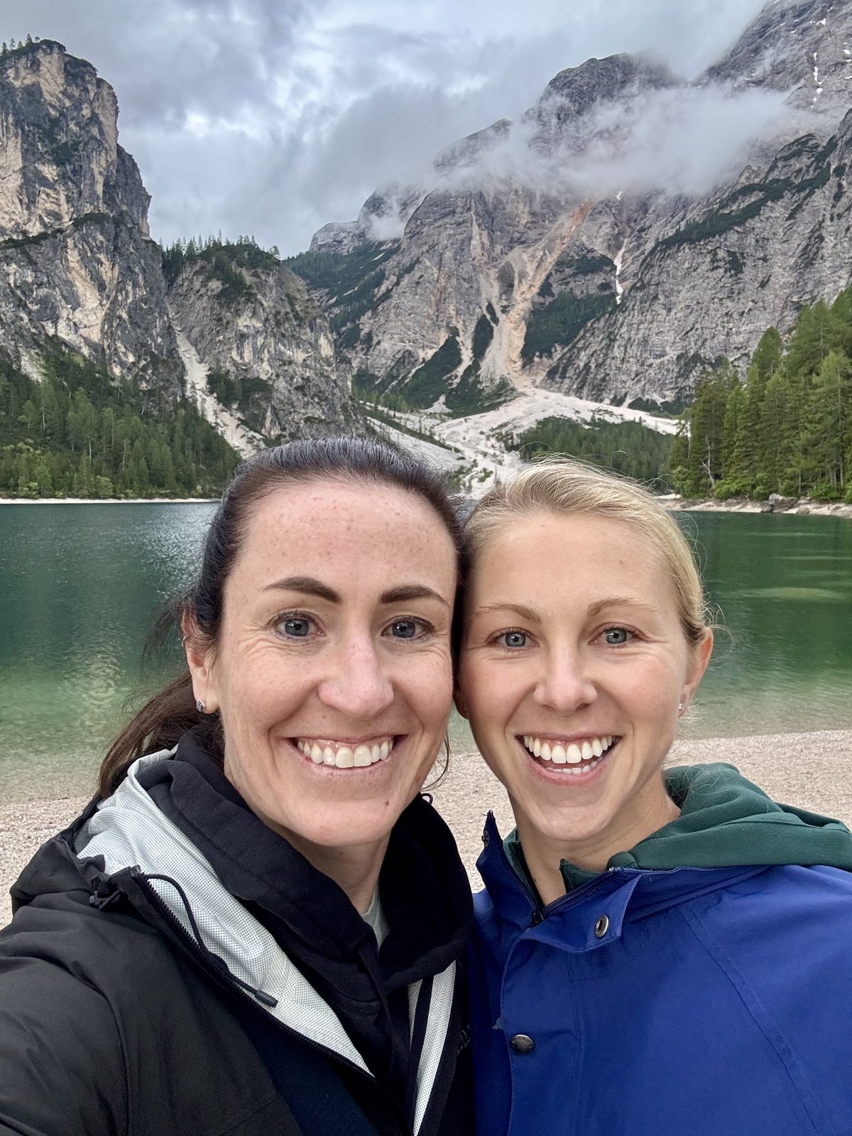 Amy and Megan at Lago di Braies, Italy