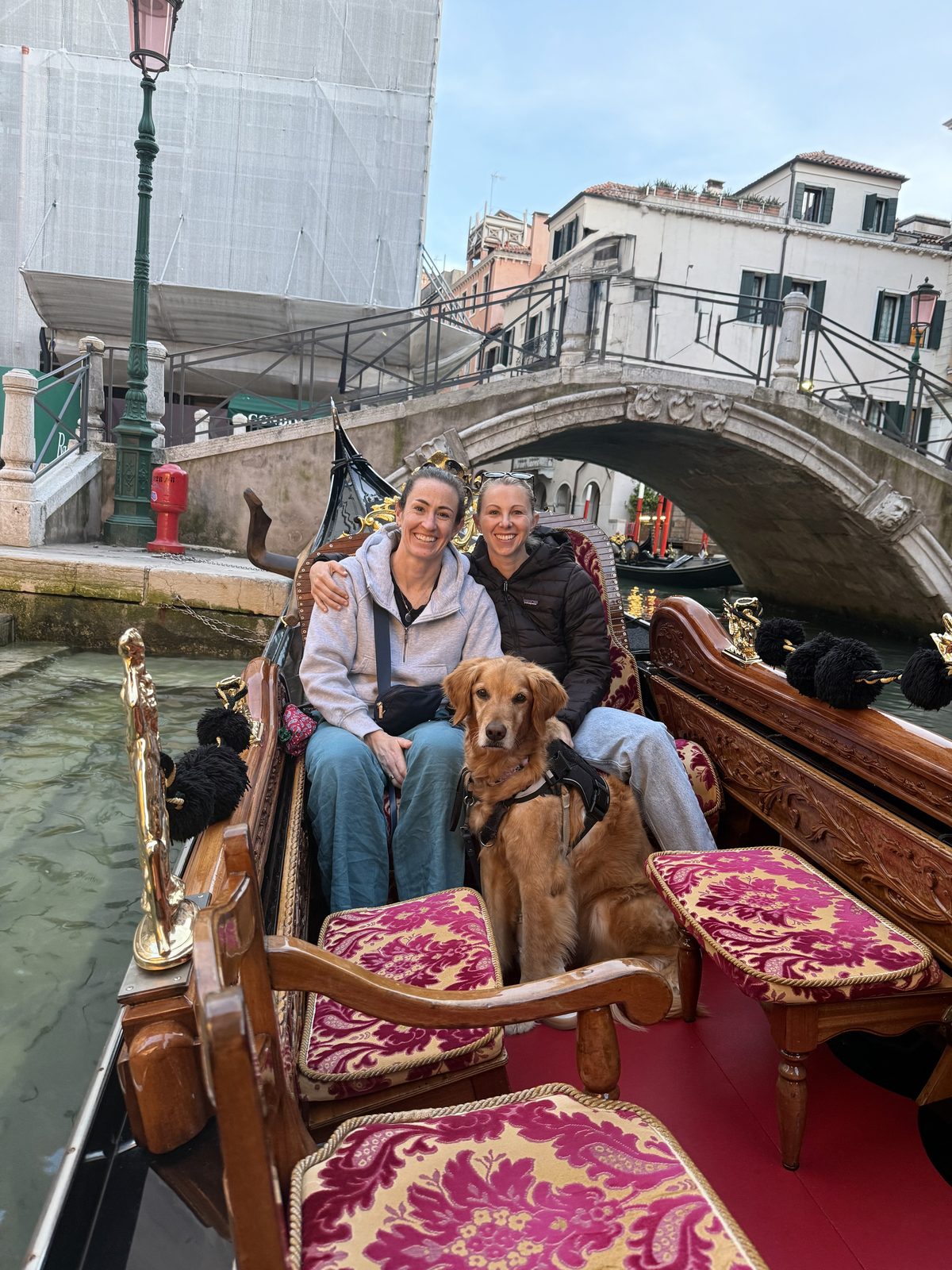 Amy and Megan on a gondola in Venice, Italy