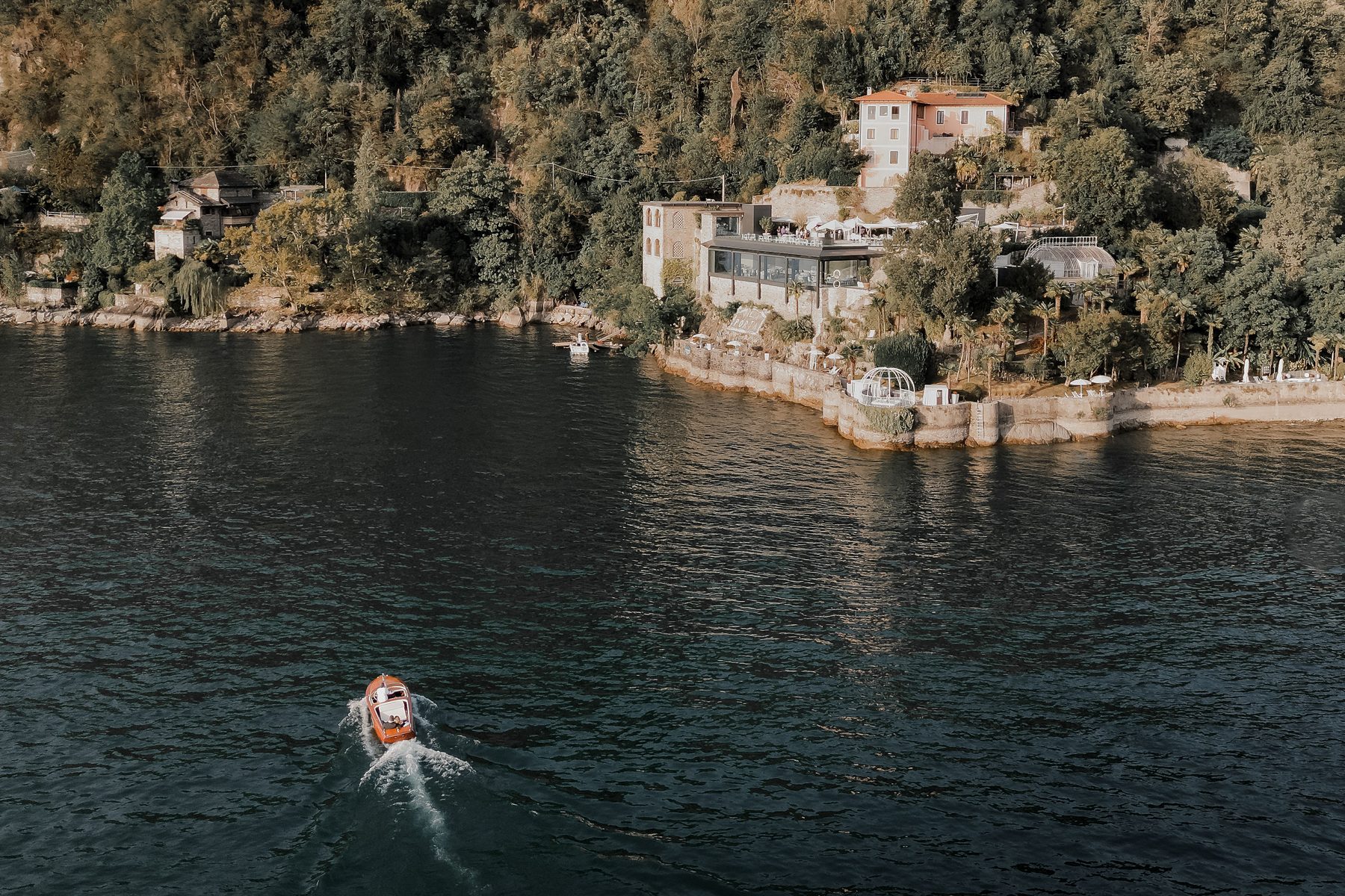 A boat on Lake Maggiore near Villa Porta